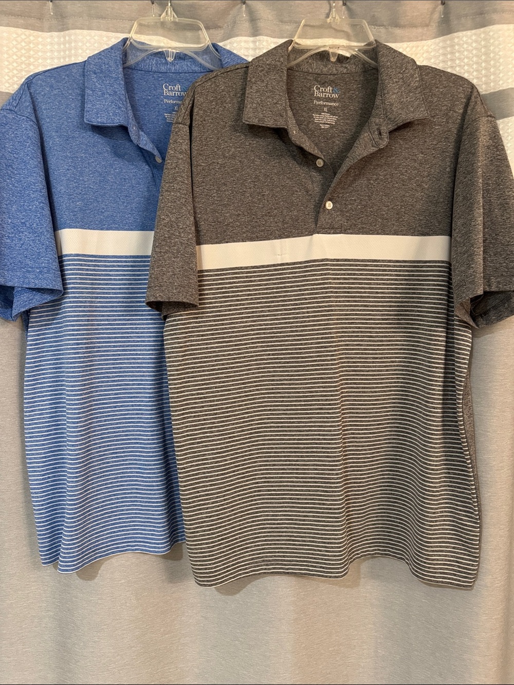 croft & barrow Men's Striped Polo Pair - Blue & Gray